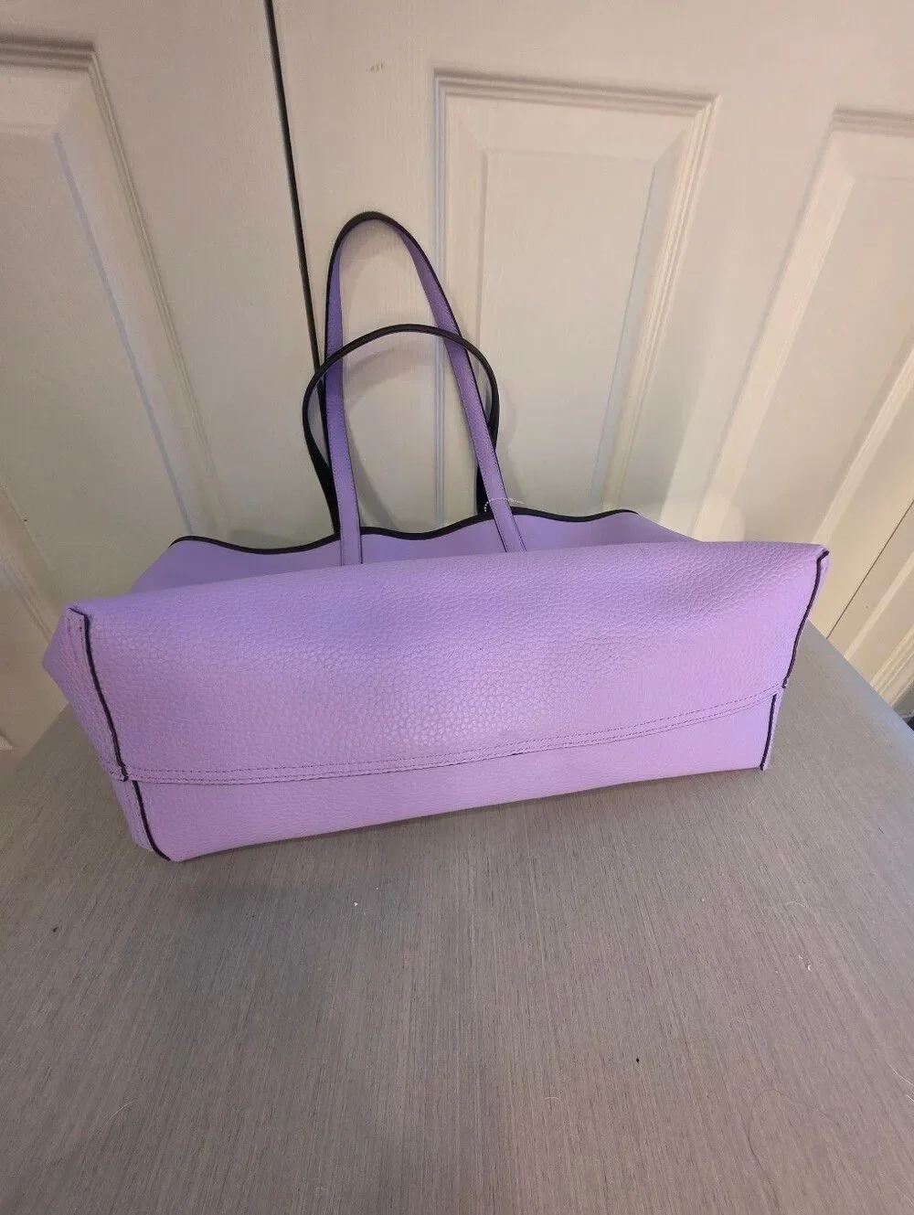 Lacoste Anna Reversible Two-Tone Tote Navy and Lilac NEW